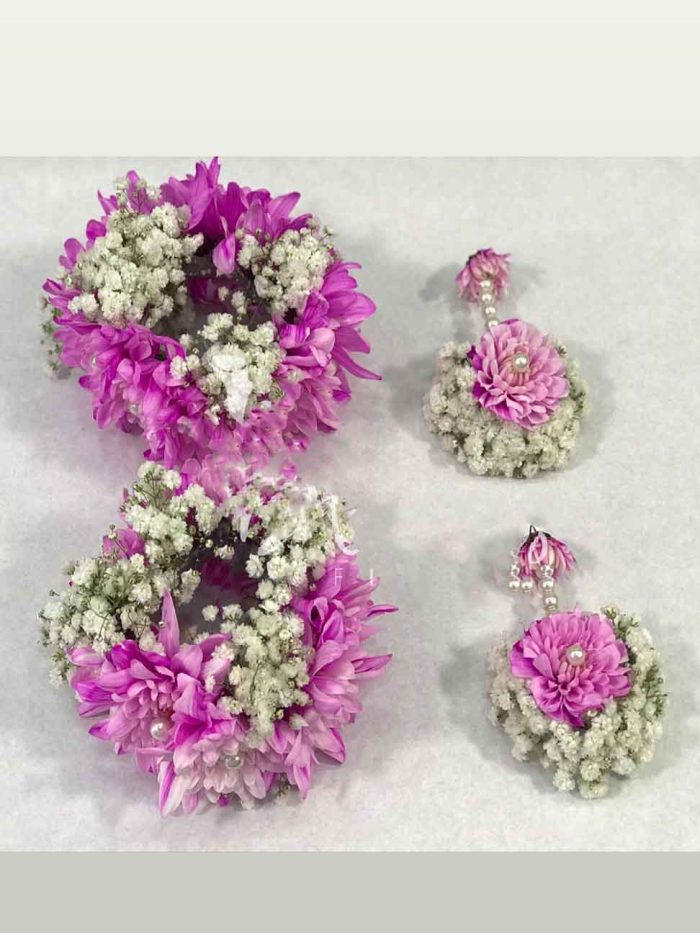 Floral Jewelry Dyed Pink | Customized Bouquet | Flower Bouquet | Flowers | Event decoration Services | flowers decoration near me | flower studio pakistan | bukey near me