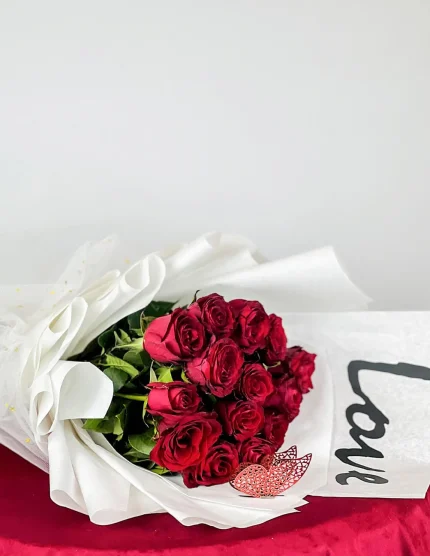 Red Love Bouquet | Flowers | Event decoration Services | flowers decoration near me | flower studio pakistan | bukey near me