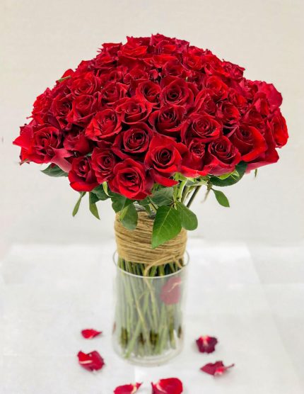 Fresh Red Roses with Vase | Flowers | Event decoration Services | flowers decoration near me | flower studio pakistan | bukey near me