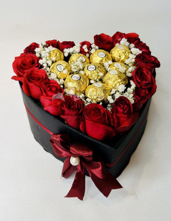 Heart of Roses and Chocolates | Flowers | Event decoration Services | flowers decoration near me | flower studio pakistan | bukey near me