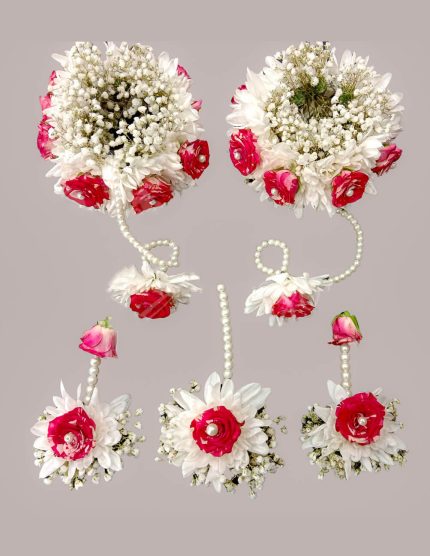 Red Floral Jewelry Set | Flowers | Event decoration Services | flowers decoration near me | flower studio pakistan | bukey near me