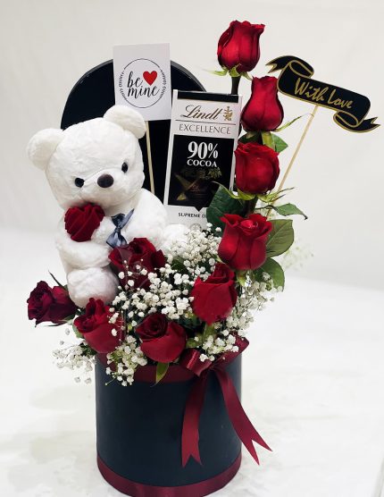 Red Rose and Teddy Bear Bouquet | Flowers | Event decoration Services | flowers decoration near me | flower studio pakistan | bukey near me