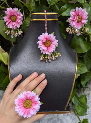 Elegant handcrafted floral jewellery set for bridal and festive wear