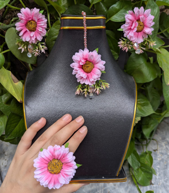 Elegant handcrafted floral jewellery set for bridal and festive wear