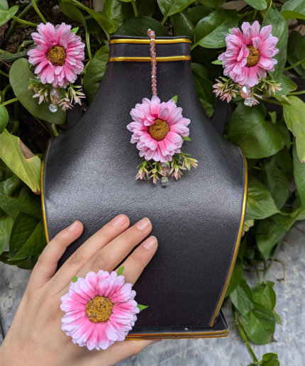 Elegant handcrafted floral jewellery set for bridal and festive wear