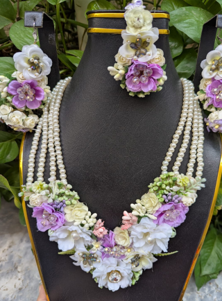 Purple and White Floral Jewellery