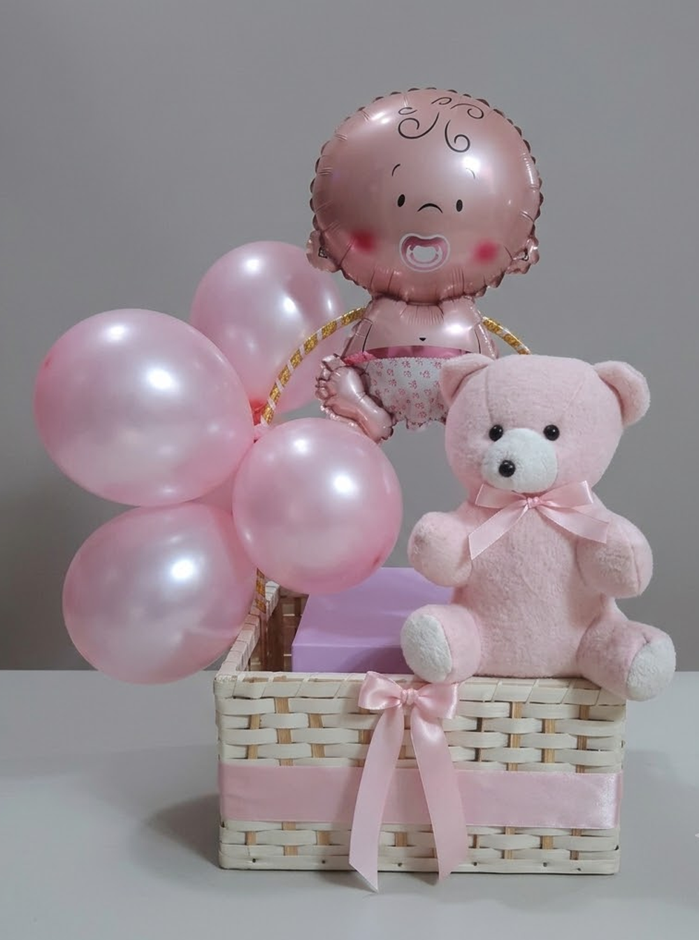 New Born Baby Girl Cake basket with Teddy