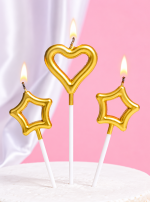 Cake topper Candles in star and heart shape - Image 2