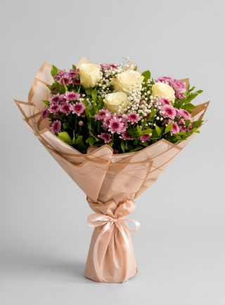 Ivory & Plum Romance Rose Bouquet