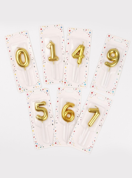 Number Cake Candles in golden 0 to 9