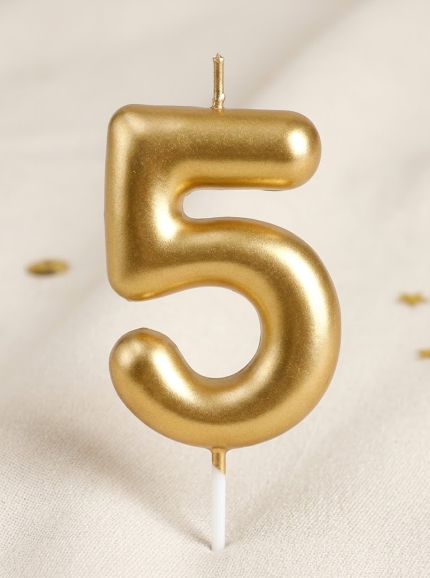 Number Cake Candles in golden 0 to 9