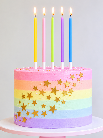 Pastel Colors Slim Long Candles for Cakes