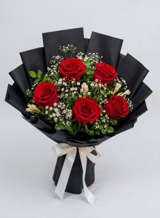 Red Rose Bouquet with Tuberose
