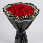 Red Rose Bouquet with White Baby’s Breath
