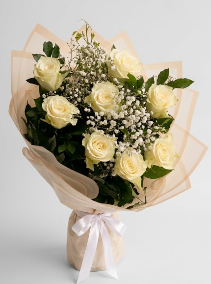 Royale White Rose Bouquet